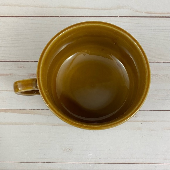 Vintage Japan Soup Chili Mug Leaves Brown Glazed Boho 70s - Picture 4 of 8